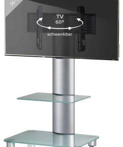 VCM TV Standfuß mit Zwischenboden 22-40 Zoll   VESA max. 600x400 bis 30 kg   Fernseh Ständer aus Alu   TV Bodenständer mit Rollen   Maße ca. H. 100 x B. 60 x T 44 cm    Fernsehstand Bilano