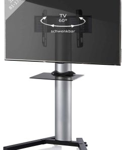 VCM TV Standfuß mit Zwischenboden 26-70 Zoll   VESA bis max. 600x400   Fernseh Ständer aus Alu   TV Ständer Maße ca. H. 125 x B. 90 x T. 72 cm   Fernsehstand Stadino Mini