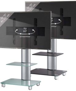VCM TV Standfuß mit Zwischenboden 32-70 Zoll   VESA max. 600x400   Fernseh Ständer aus Alu   TV Ständer Maße ca. H. 100 x B. 60 x T. x 44 cm   Fernsehstand Tosal