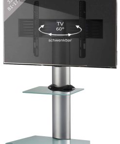 VCM TV Standfuß mit Zwischenboden 32-70 Zoll   VESA max. 600x400 bis 30 kg   Fernseh Ständer aus Alu   TV Bodenständer Maße ca. H. 111 x B. 80 x T 40 cm   Fernsehstand Zental