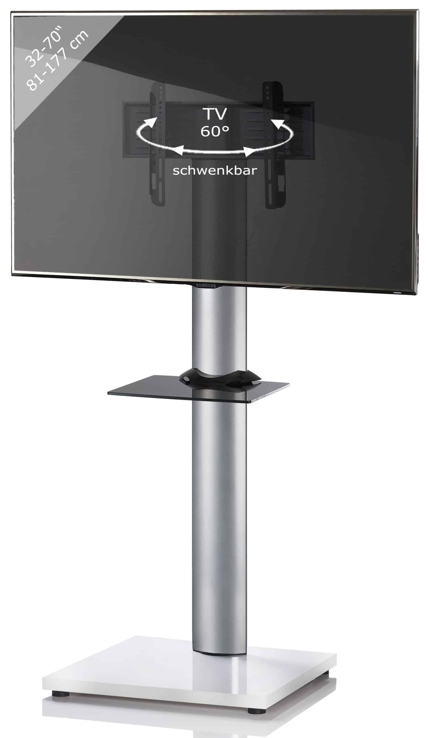 VCM TV Standfuß mit Zwischenboden 32-70 Zoll   VESA max. 600x400 bis 30 kg   Fernseh Ständer aus Alu   TV Bodenständer Maße ca. H. 174 x B. 68 x T. 54 cm   Fernsehstand Onu