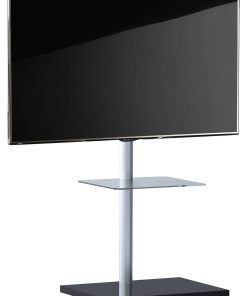 VCM TV Standfuß schwenkbar   Aluminium Ständer für Fernseher 26-70 Zoll   Maße ca. H. 100 x B. 60 x T. 45 cm   bis VESA 400x400   TV Möbel Nalano mit Fachboden