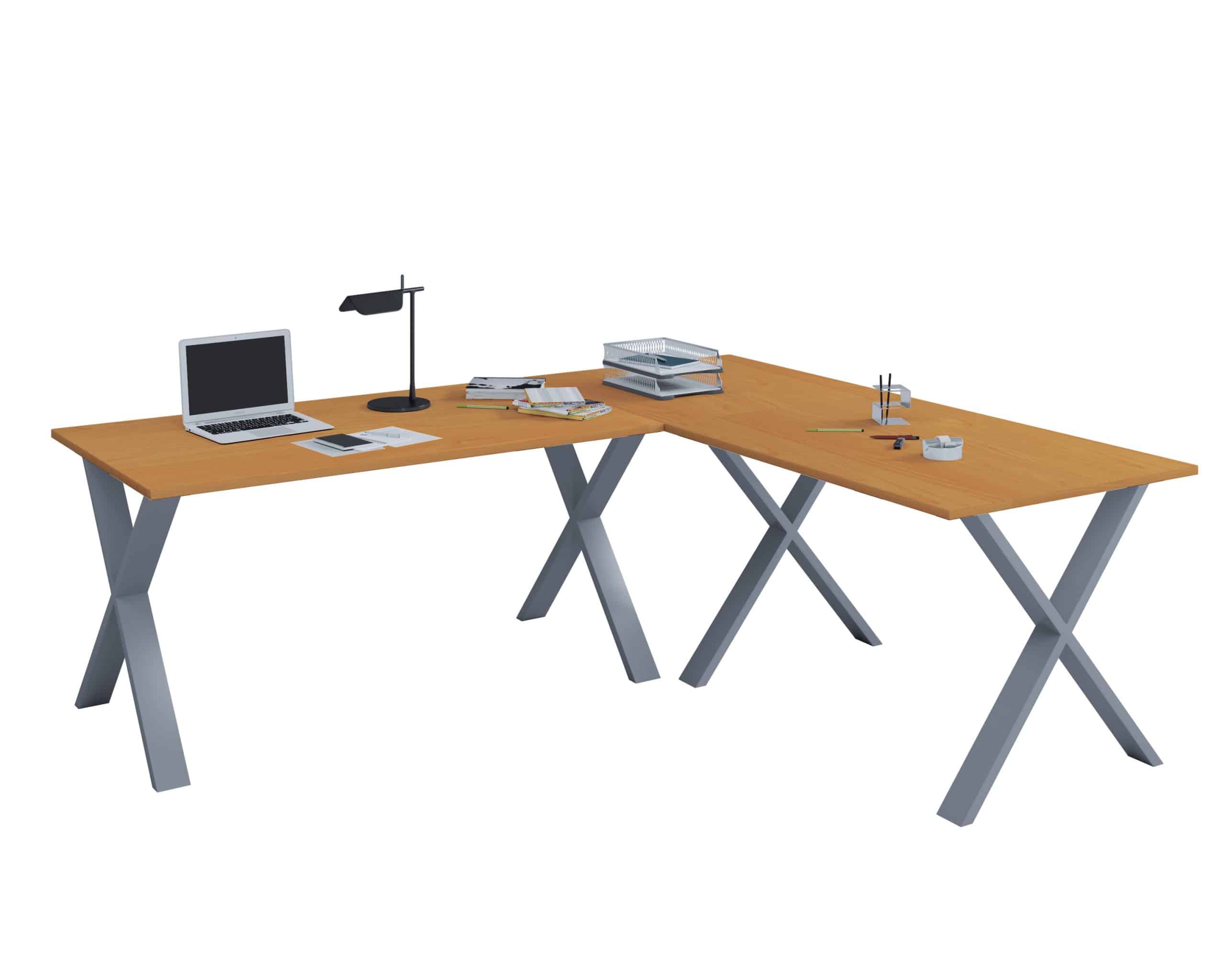 VCM VCM Holz Schreibtisch   Eckschreibtisch schlicht   130x130   L Form links oder rechts   Arbeitstisch Platte 50 cm tief   Computertisch Büromöbel - Lona X