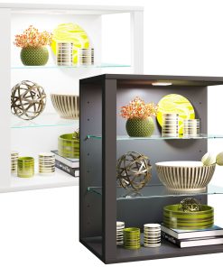 VCM Vitrine hängend   Vitrine ohne Glasfronten   Maße ca. H. 60 x B. 52 x T. 35 cm   Hängevitrine   Modern und platzsparend   Vitrinenschrank - Glasol S