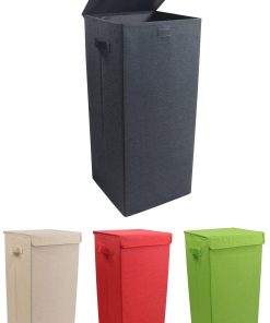 VCM Wäschekorb   Stoff Wäschebox   Wäschetruhe   Maße ca. H. 70 x B. 30 x T. 30 cm   Stoffbox mit Deckel - Dreso L