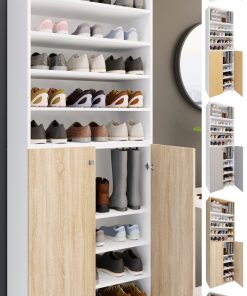 VCM XL Holz Großer Schuhschrank Schuhregal Groß Stiefel Dielenmöbel Lona 10 Fächer
