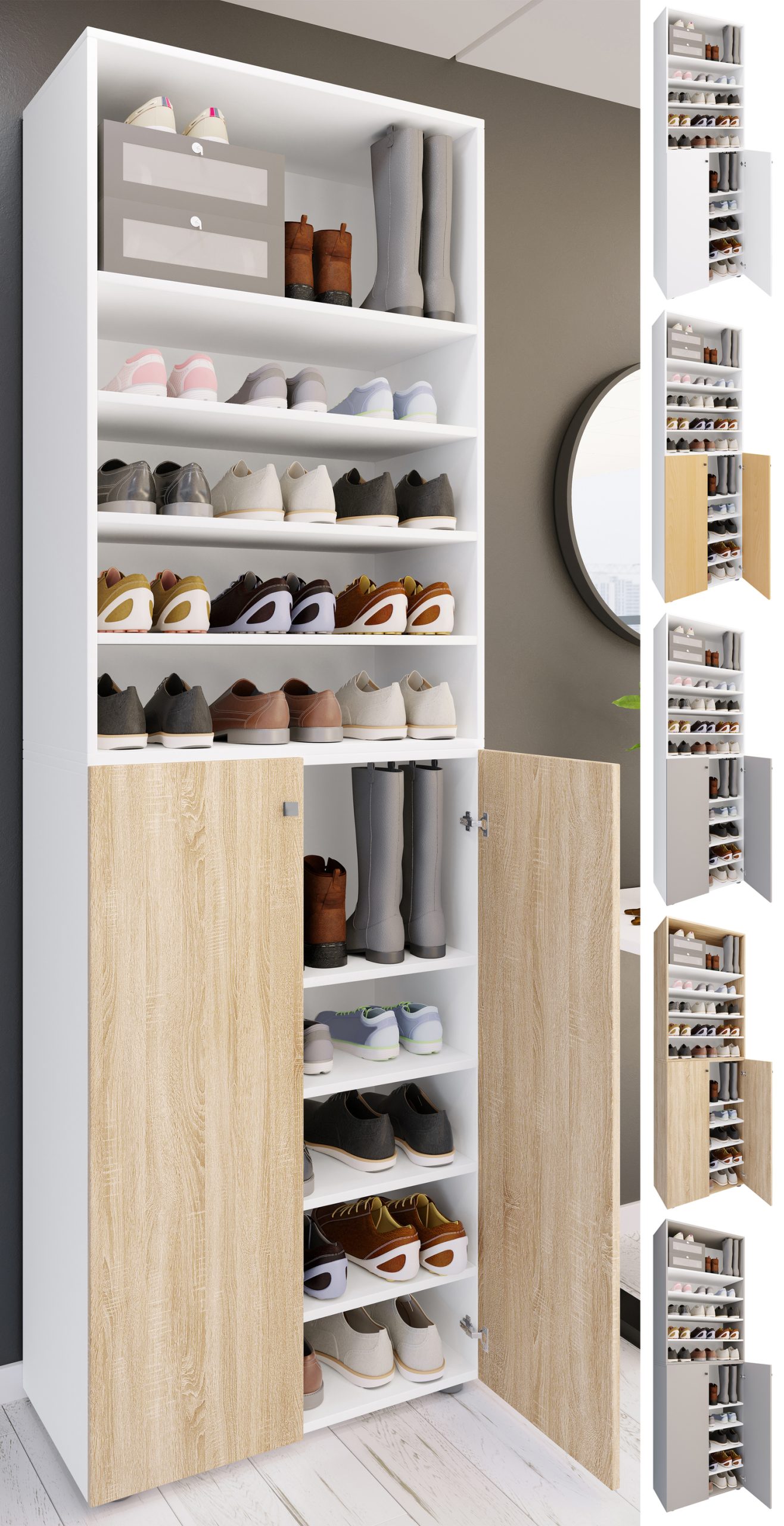 VCM XL Holz Großer Schuhschrank Schuhregal Groß Stiefel Dielenmöbel Lona 10 Fächer