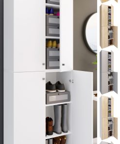 VCM XL Holz Großer Schuhschrank Schuhregal Groß Stiefel Dielenmöbel Lona 6 Fächer Drehtüren