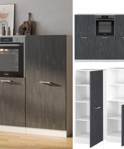 Vicco Küchenblock R-Line 180 cm Schwarz Beton Weiß ohne Arbeitsplatte