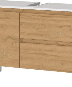 WB-Unterschrank "Veer" 80x34x56 in Weiß und Grandson-Eiche mit Chromfüßen