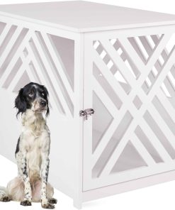 WONDERMAKE® Design Hundekäfig aus Holz für Zuhause Wohnung mit Beistelltisch