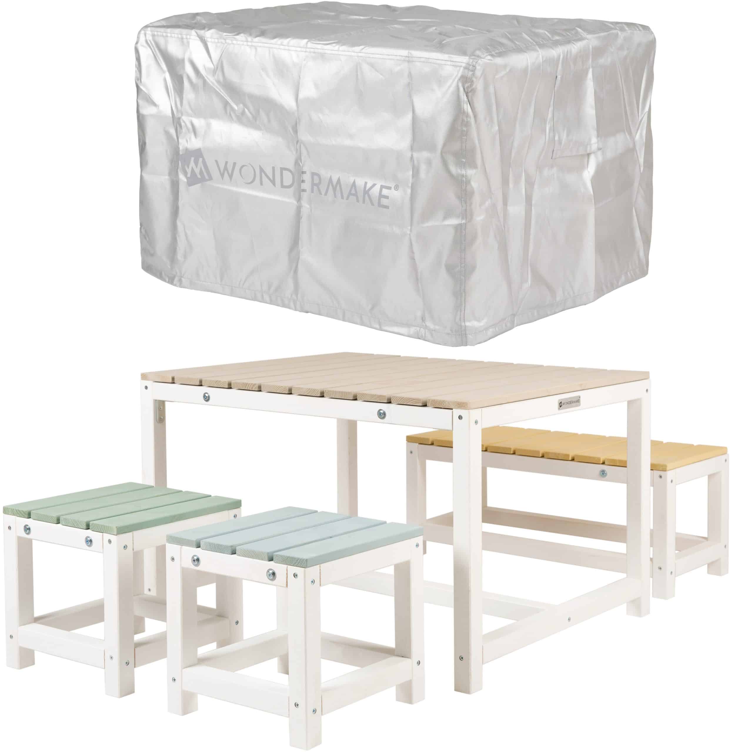 WONDERMAKE® Design Kindersitzgruppe Outdoor Garten Holz mit Abdeckung