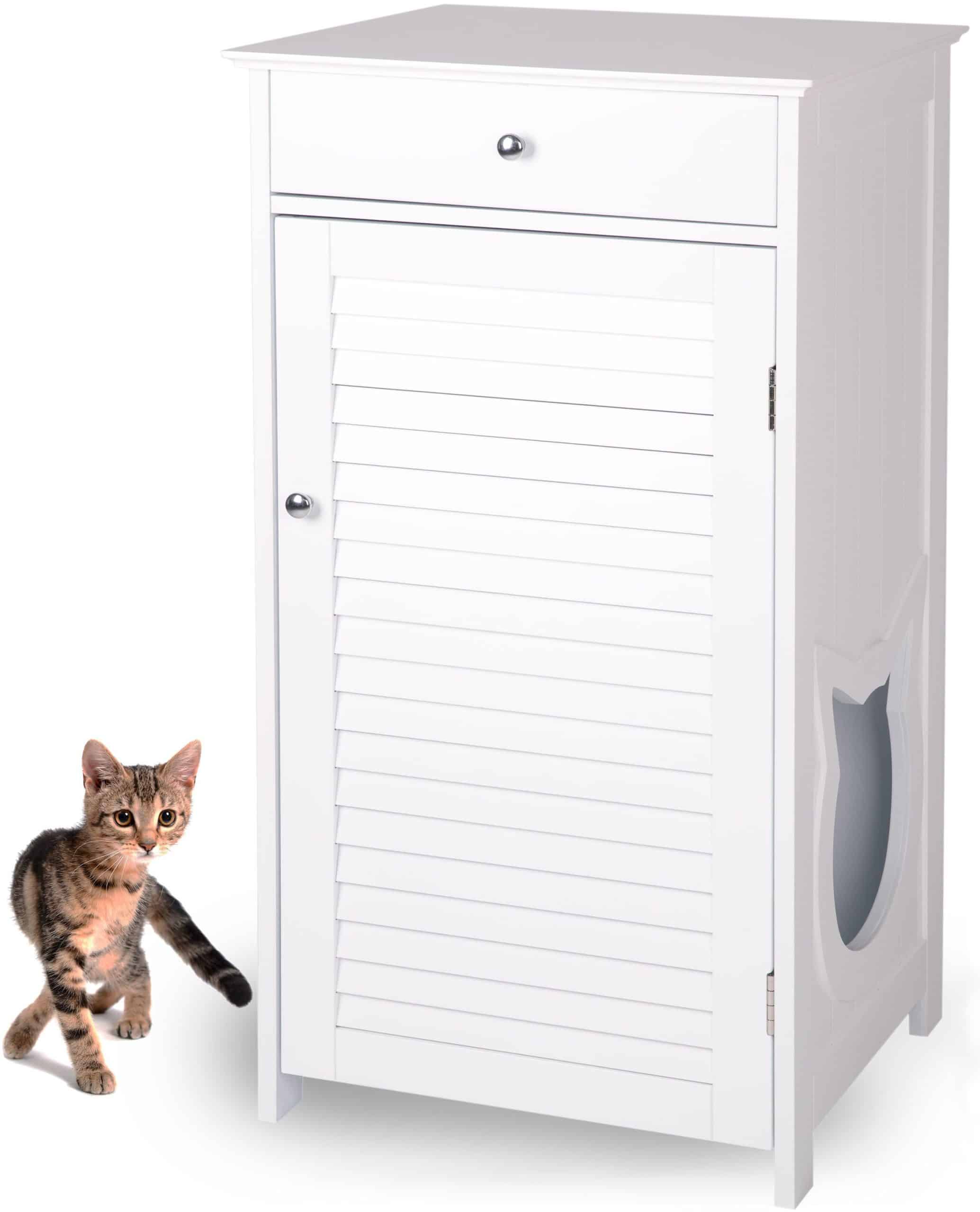 WONDERMAKE® Katzenschrank für Katzentoilette groß hoch aus Holz