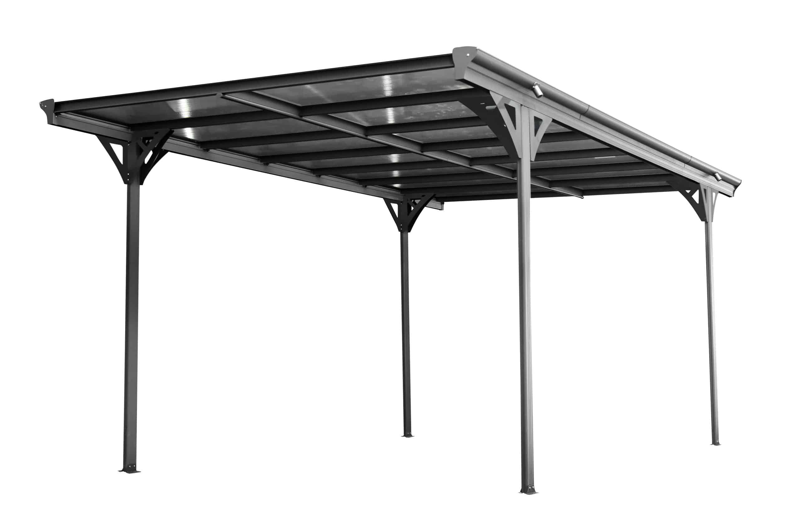 Westmann Aluminium Flachdach Carport Helsinki 15 m² anthrazit inkl. Regenrinne