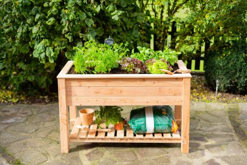 Westmann Holz Hochbeet Stelzenhochbeet inkl. Ablage natur 120x65x75 cm