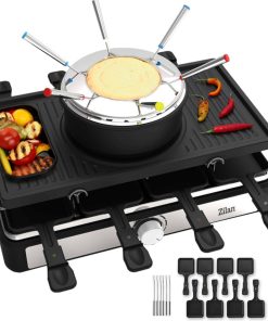 Zilan 3in1 Raclette Grill für 8 Personen mit Fondue Set 1400W