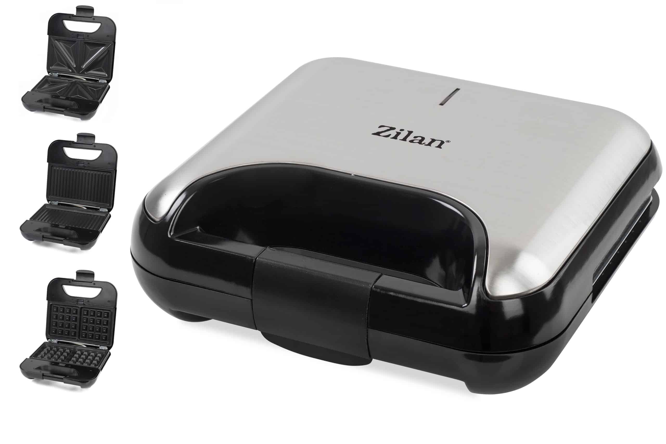Zilan 3in1 Sandwichmaker Kontaktgrill Waffeleisen Antihaftbeschichtung 800W
