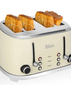 Zilan 4 Scheiben Retro Toaster 6 Bräunungsstufen 1500 Watt