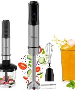 Zilan 5-in-1 Stabmixer Set 12 Geschwindigkeitsstufen Edelstahlgehäuse 1200W