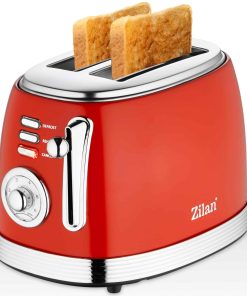 Zilan 60er Jahre Retro 2 Scheiben Doppelschlitz Toaster 850 Watt