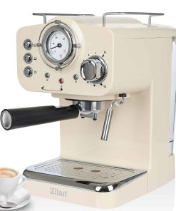 Zilan Espressomaschine mit Milchaufschäumer Siebträgermaschine 15 bar 1.25L gelb