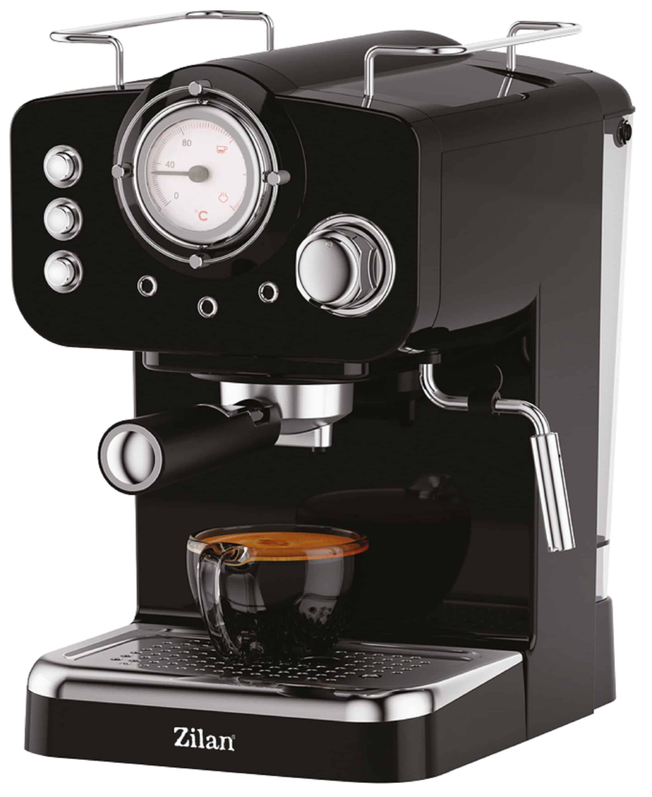 Zilan Espressomaschine mit Milchaufschäumer Siebträgermaschine 15 bar 1.25L schwarz