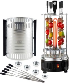 Zilan Kebap Maker Schaschlikspieß Schaschlik Grill mit Fettauffangschale 5 Spieße