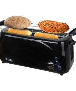Zilan Langschlitz Toaster 4 Scheiben 1400W Brötchenaufsatz schwarz