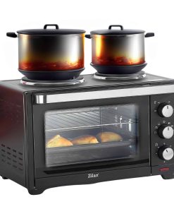 Zilan Minibackofen 28L mit Kochplatten Rotisserie 100-230°C 3200W
