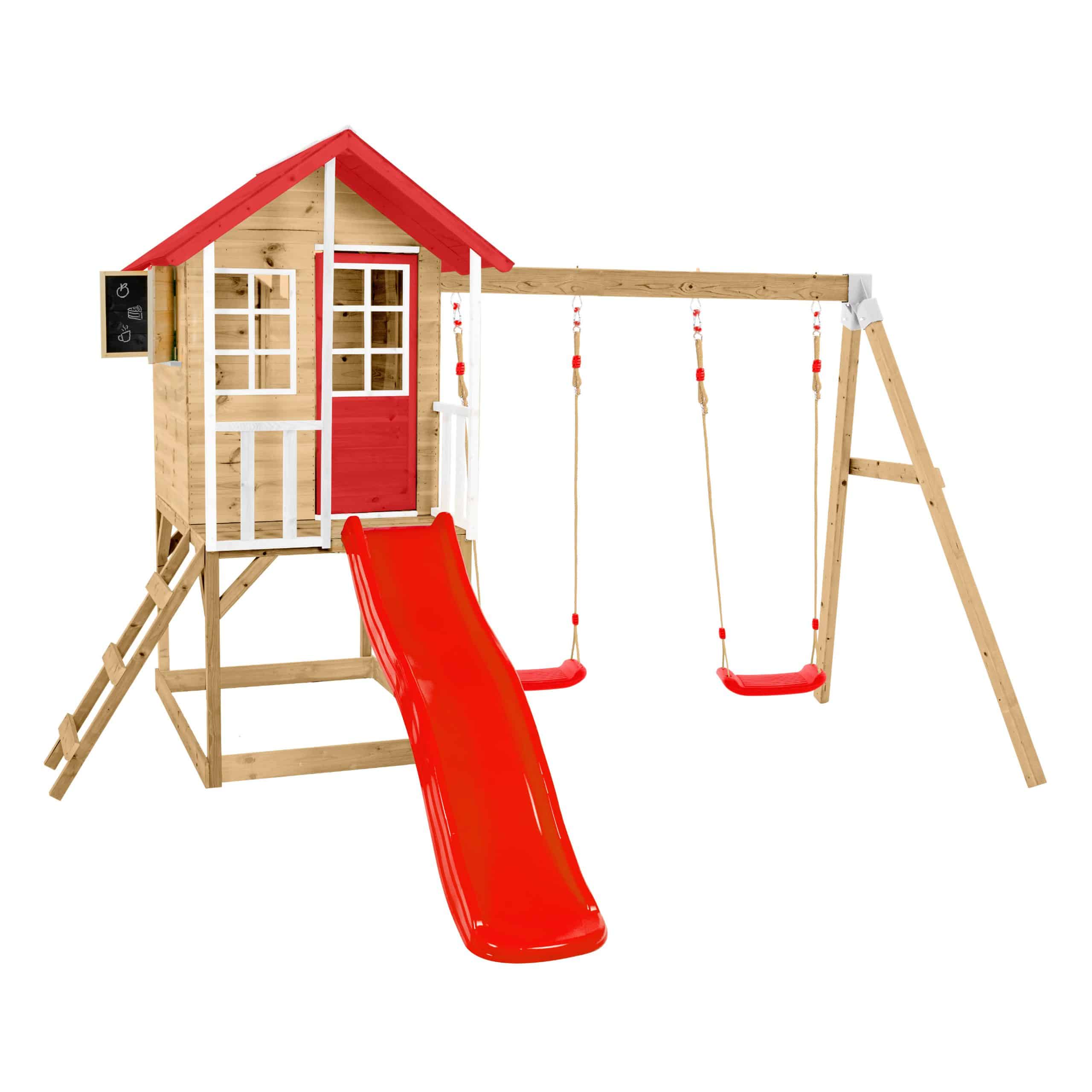 Zwerkules Spielhaus Lolla 3   inkl. Rutsche & Doppelschaukel   352x370x224cm