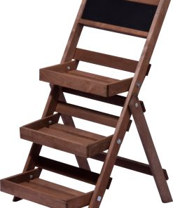 dobar Dreistufige Pflanztreppe mit Kreidetafel dunkelbraun