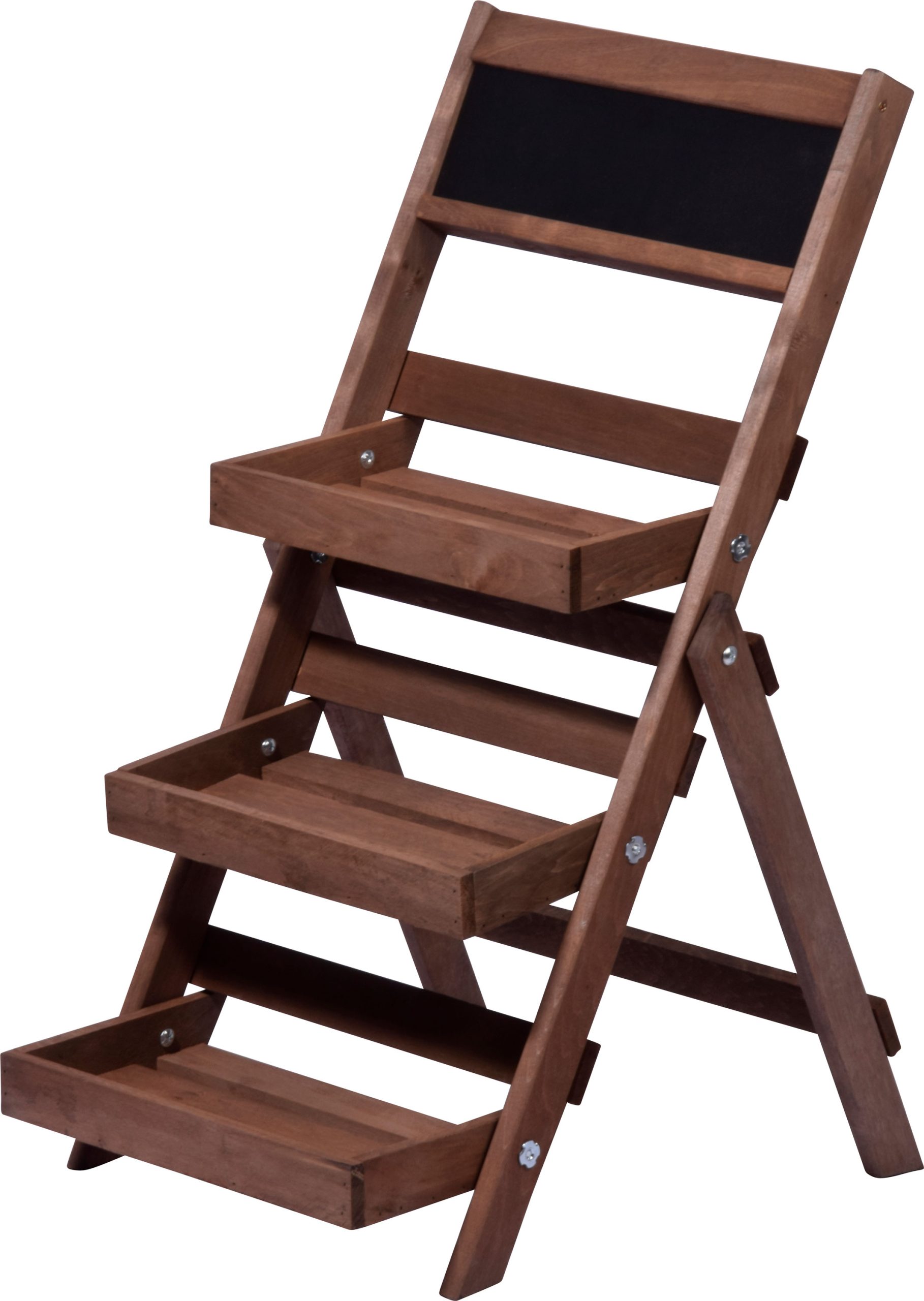 dobar Dreistufige Pflanztreppe mit Kreidetafel dunkelbraun