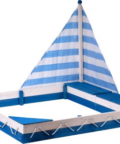 dobar Sandkasten "Maritim" mit Segel und Spielzeugkisten