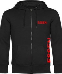 multifanshop Kapuzen Sweatshirt Jacke - Essen - Brust & Seite - Druck rot - Sweat