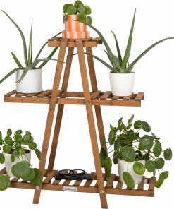 needs&wants® Pflanzenständer Blumenständer aus Holz wetterfest für Indoor Outdoor Balkon Garten draußen innen Wand