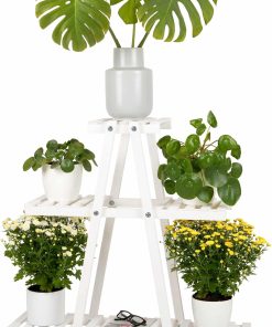 needs&wants® Pflanzenständer Blumenständer aus Holz wetterfest für Indoor Outdoor Balkon Garten draußen innen Wand