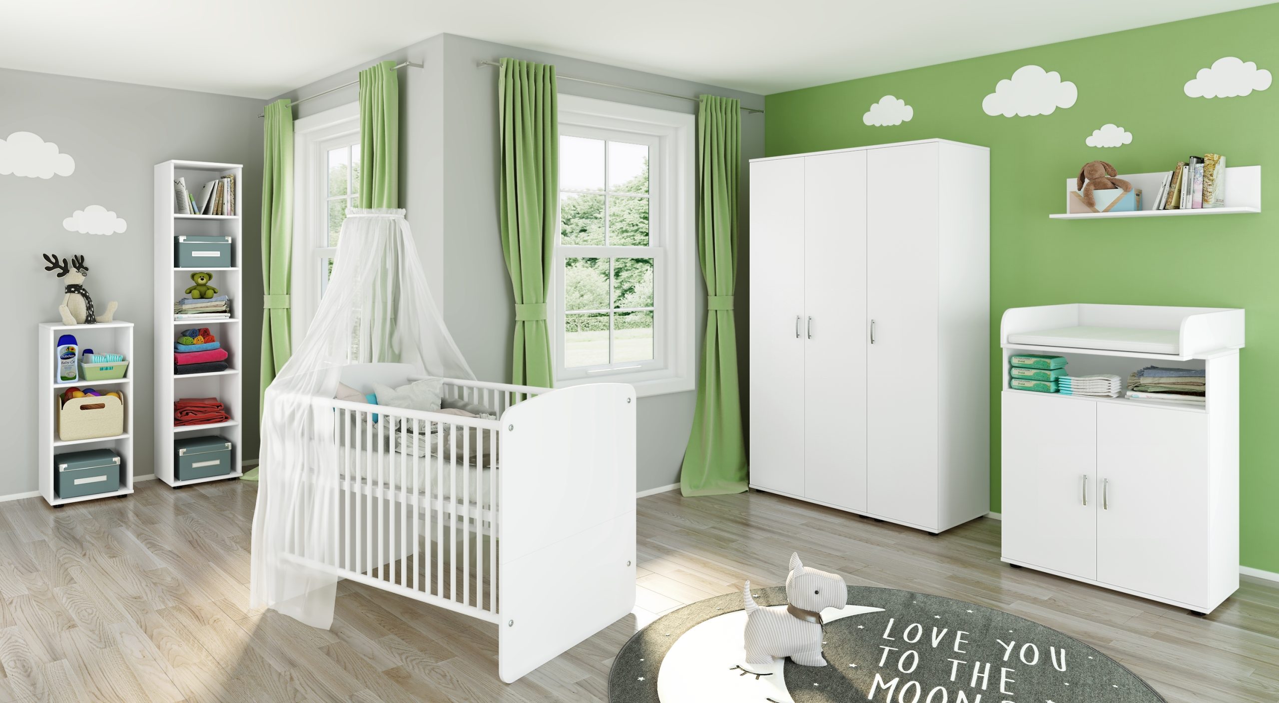 nonjoo. Babyzimmer Lunis Set 10: best. aus Babybett