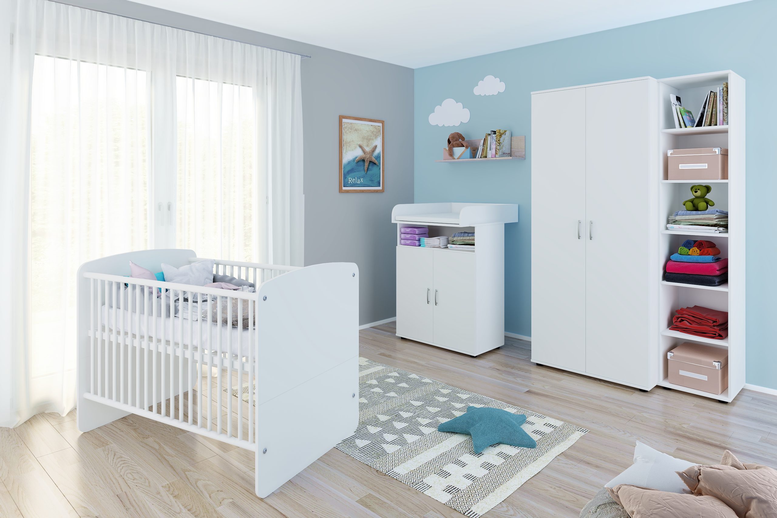 nonjoo. Babyzimmer Lunis Set 5: best. aus Babybett