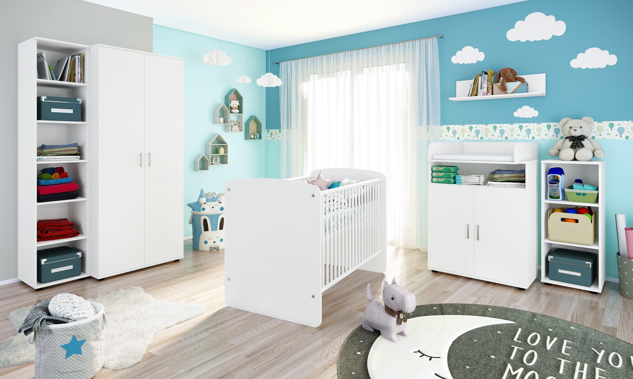 nonjoo. Babyzimmer Lunis Set 6: best. aus Babybett