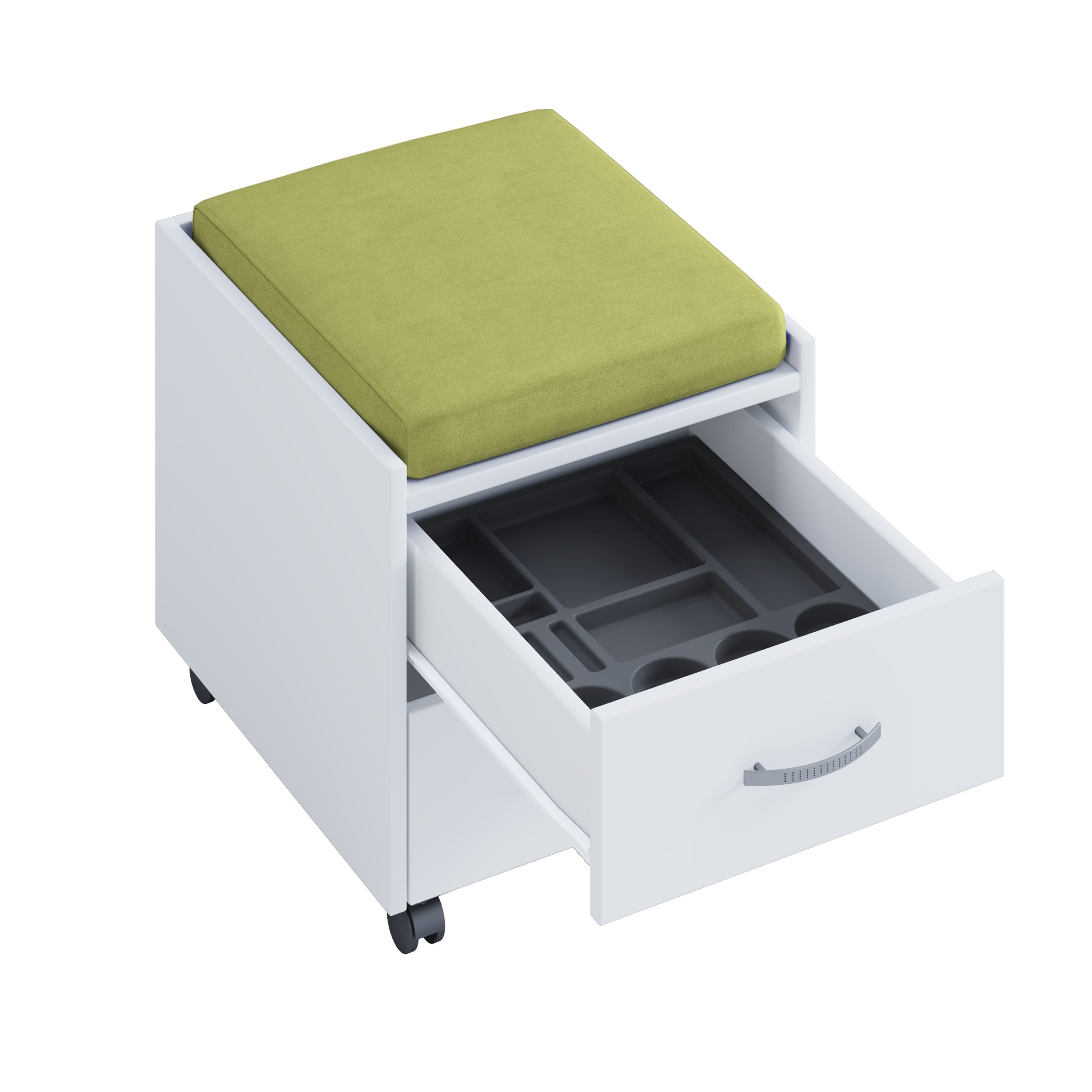 nonjoo. Offiice Container Set "Qubik-white" mit Sitzkissen versch. Farben