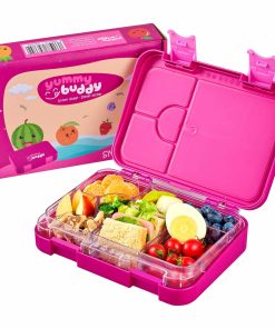 yummy buddy Kinder Brotdose 6 Fächern Klick-Verschluss BPA-Frei Pink